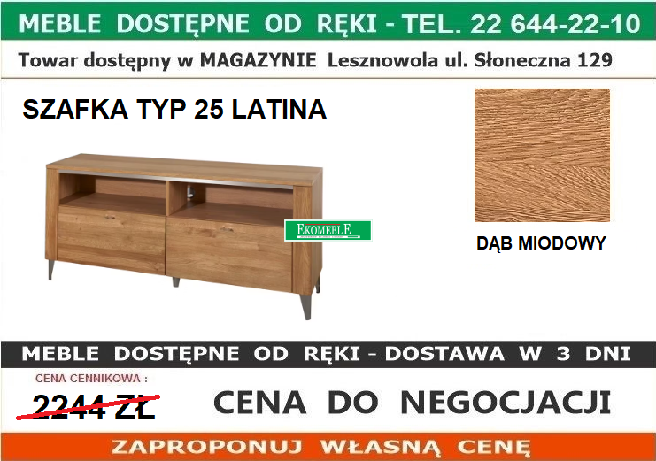 SZYNAKA LATINA 25 SZAFKA TV 2S DĄB MIODOWY