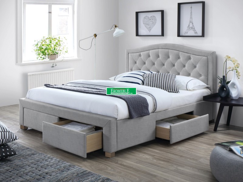 ŁÓŻKO ELECTRA 160X200 KOLOR SZARY/DĄB TAP. 76