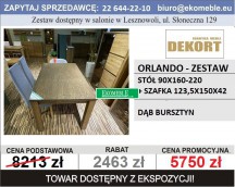 DEKORT - ORLANDO - ZESTAW - STÓŁ 90X160-220, SZAFKA T46 DĄB BURSZTYN