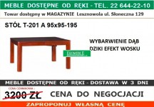 KLOSE - STÓŁ T-201 A 540-34 95x95-195 DĄB DZIKI EF. WOSKU