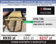 KLOSE- T28 STÓŁ - 90X160-240, DĄB DZIKI EF. WOSKU