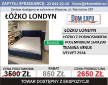LONDYN ŁÓŻKO 160X200 Z POJEMNIKIEM NA POŚCIEL I PODNOŚNIKIEM