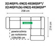Gala - Olbia - Narożnik 2(140)FFL-EN(2)-KE(60)SP