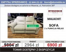 Zestaw Malachit Sofa 3 os. z 2x relaksami manualnymi oraz sofa 2 osobowa z 2 relaksami manualnymi. Skóra Evolution 41