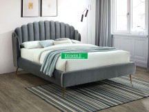 ŁÓŻKO CALABRIA VELVET 160x200 KOLOR SZARY/ZŁOTY TAPICERKA BLUVEL 14