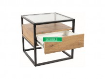 ŁAWA CARLO B TRANSPARENTNY+ DĄB/CZARNY 50X50
