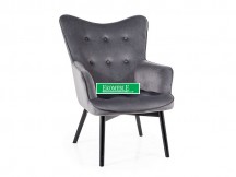 FOTEL CARMEN VELVET CZARNY MAT STELAŻ/ SZARY BLUVEL 14