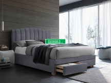 ŁÓŻKO EMOTION VELVET 160X200 SZARY/DĄB TAP. 142