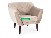 FOTEL KARO 1 VELVET CIEMNY BEŻ BLUVEL 40 / WENGE