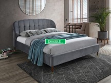 ŁÓŻKO LIGURIA VELVET 160x200 KOLOR SZARY/C.BRĄZ TAPICERKA BLUVEL 14