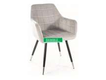 KRZESŁO NUXE VELVET CZARNY/CHROM STELAŻ/J. SZARY BLUVEL 03