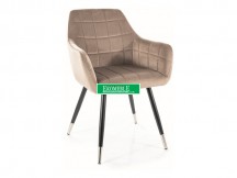 KRZESŁO NUXE VELVET CZARNY/CHROM STELAŻ/C.BEŻ BLUVEL 40