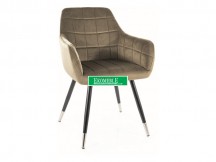 KRZESŁO NUXE VELVET CZARNY/CHROM STELAŻ/OLIWKA BLUVEL 77