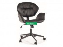 FOTEL OBROTOWY Q-214 SKÓRA SYNT. CZARNY