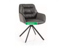 KRZESŁO SPELLO CZARNY STELAŻ/SZARY SKÓRA SYNT.  BUFFALO 06
