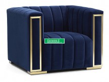 FOTEL VOGUE 1 VELVET GRANATOWY TAP.202/ZŁOTY